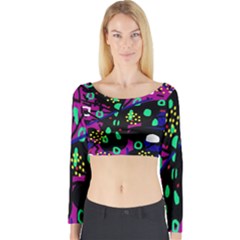 Abstract colorful chaos Long Sleeve Crop Top