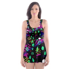 Abstract Colorful Chaos Skater Dress Swimsuit by Valentinaart