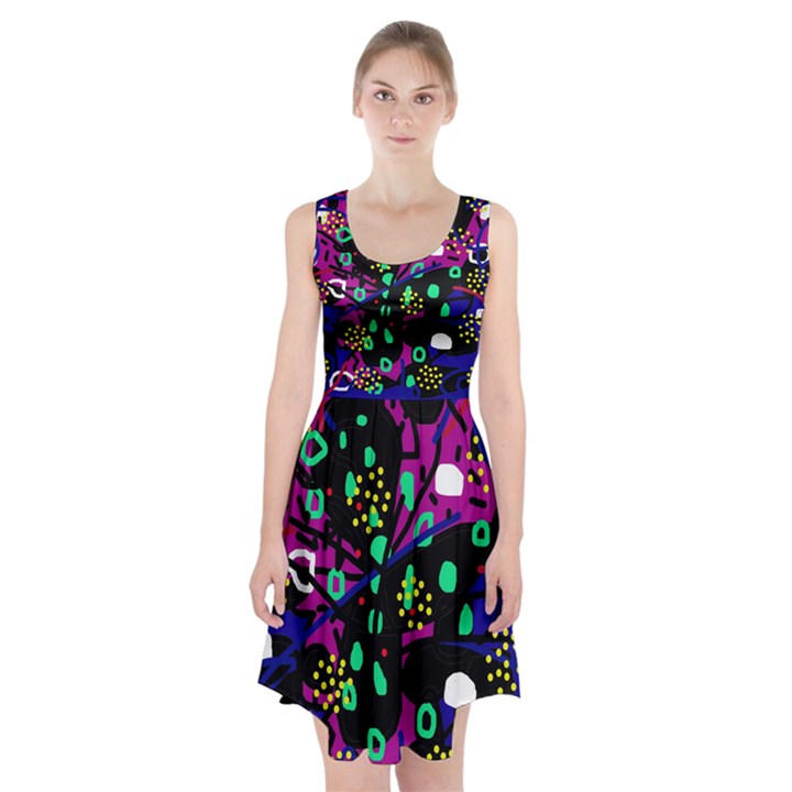 Abstract colorful chaos Racerback Midi Dress