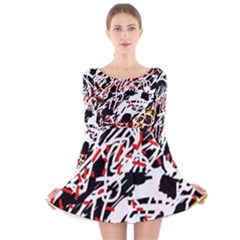 Colorful Chaos By Moma Long Sleeve Velvet Skater Dress by Valentinaart