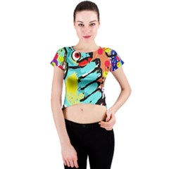 Abstract Animal Crew Neck Crop Top