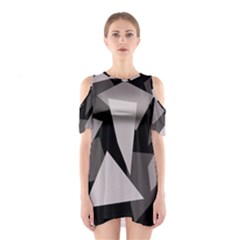 Simple Gray Abstraction Cutout Shoulder Dress