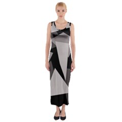 Simple Gray Abstraction Fitted Maxi Dress