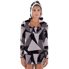 Simple Gray Abstraction Women s Long Sleeve Hooded T-shirt