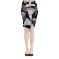 Simple Gray Abstraction Midi Wrap Pencil Skirt