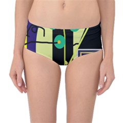 Crazy Abstraction By Moma Mid-waist Bikini Bottoms