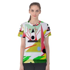 Green Abstract Artwork Women s Cotton Tee