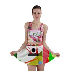 Green Abstract Artwork Mini Skirt