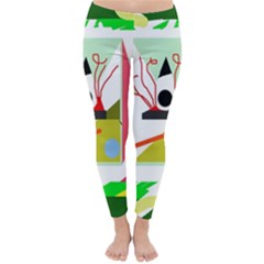 Green Abstract Artwork Winter Leggings 