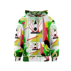 Green Abstract Artwork Kids  Zipper Hoodie