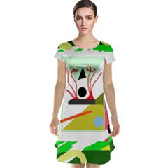 Green Abstract Artwork Cap Sleeve Nightdress by Valentinaart