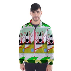 Green Abstract Artwork Wind Breaker (men)