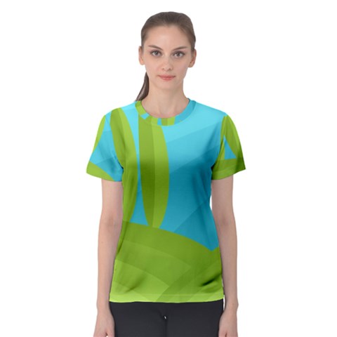 Green And Blue Landscape Women s Sport Mesh Tee by Valentinaart