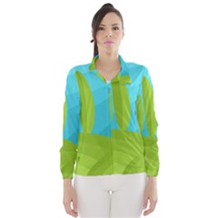 Green And Blue Landscape Wind Breaker (women)