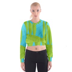 Green And Blue Landscape Women s Cropped Sweatshirt