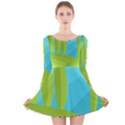 Green and blue landscape Long Sleeve Velvet Skater Dress View1