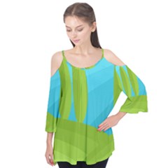 Green And Blue Landscape Flutter Tees