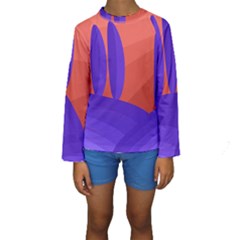 Purple And Orange Landscape Kid s Long Sleeve Swimwear by Valentinaart