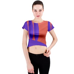 Purple And Orange Landscape Crew Neck Crop Top