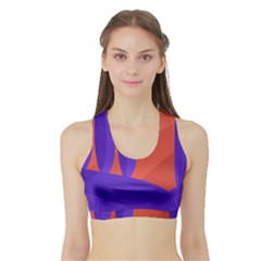 Purple And Orange Landscape Sports Bra With Border by Valentinaart