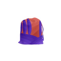 Purple And Orange Landscape Drawstring Pouches (xs)  by Valentinaart