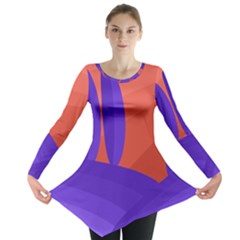 Purple And Orange Landscape Long Sleeve Tunic 