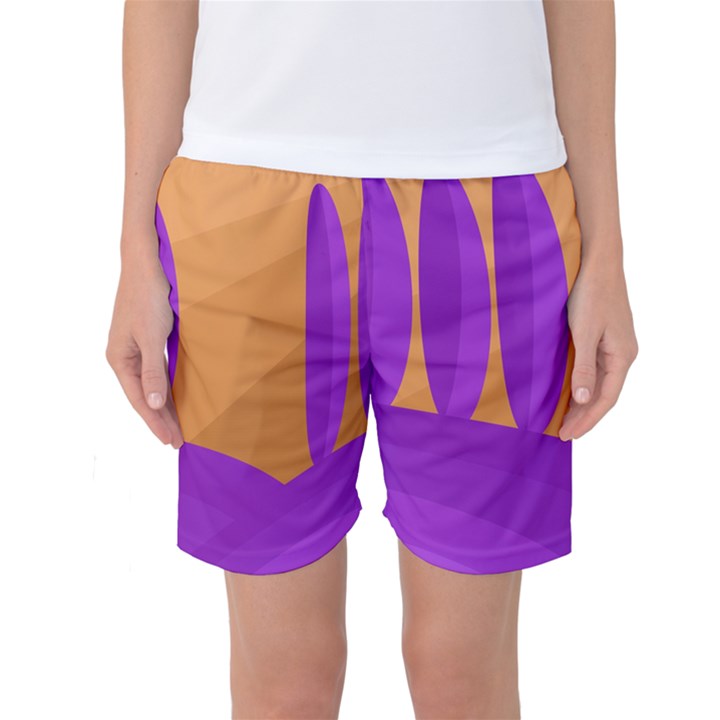 Orange and purple landscape Women s Basketball Shorts