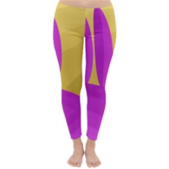 Yellow And Magenta Landscape Winter Leggings  by Valentinaart