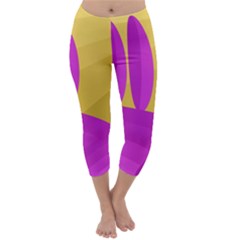 Yellow And Magenta Landscape Capri Winter Leggings 