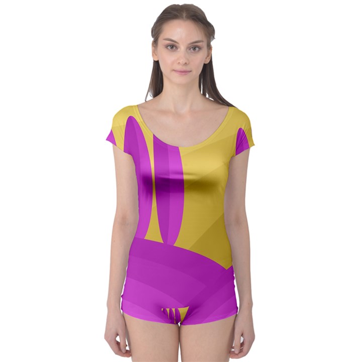 Yellow and magenta landscape Boyleg Leotard 