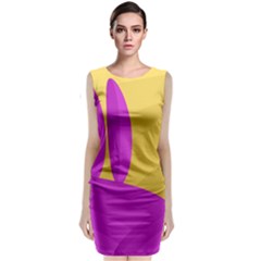 Yellow And Magenta Landscape Classic Sleeveless Midi Dress