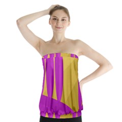 Yellow And Magenta Landscape Strapless Top