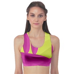 Yellow And Pink Landscape Sports Bra by Valentinaart