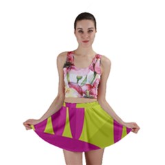 Yellow And Pink Landscape Mini Skirt