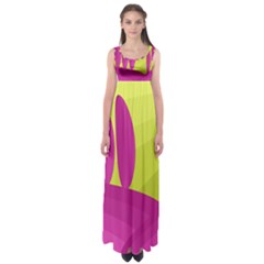 Yellow And Pink Landscape Empire Waist Maxi Dress