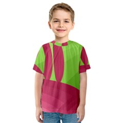 Green And Red Landscape Kid s Sport Mesh Tee