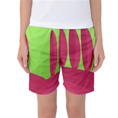 Green And Red Landscape Women s Basketball Shorts