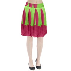 Green And Red Landscape Pleated Skirt