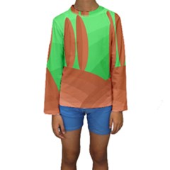 Green And Orange Landscape Kid s Long Sleeve Swimwear