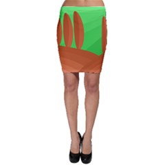 Green And Orange Landscape Bodycon Skirt