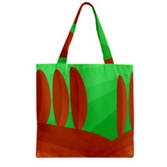 Green And Orange Landscape Zipper Grocery Tote Bag by Valentinaart