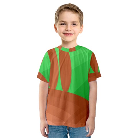 Green And Orange Landscape Kid s Sport Mesh Tee by Valentinaart