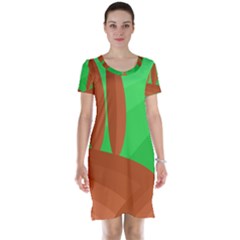 Green And Orange Landscape Short Sleeve Nightdress