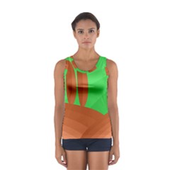 Green And Orange Landscape Women s Sport Tank Top  by Valentinaart