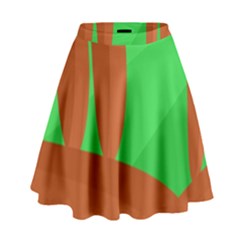 Green And Orange Landscape High Waist Skirt by Valentinaart