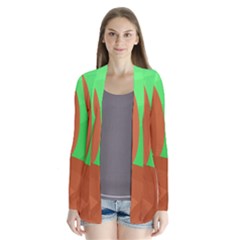 Green And Orange Landscape Drape Collar Cardigan by Valentinaart