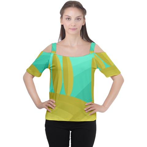 Green And Yellow Landscape Women s Cutout Shoulder Tee by Valentinaart