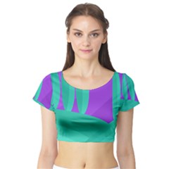 Purple And Green Landscape Short Sleeve Crop Top (tight Fit) by Valentinaart