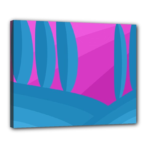 Pink And Blue Landscape Canvas 20  X 16 