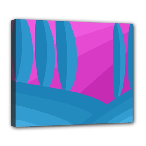 Pink And Blue Landscape Deluxe Canvas 24  X 20   by Valentinaart